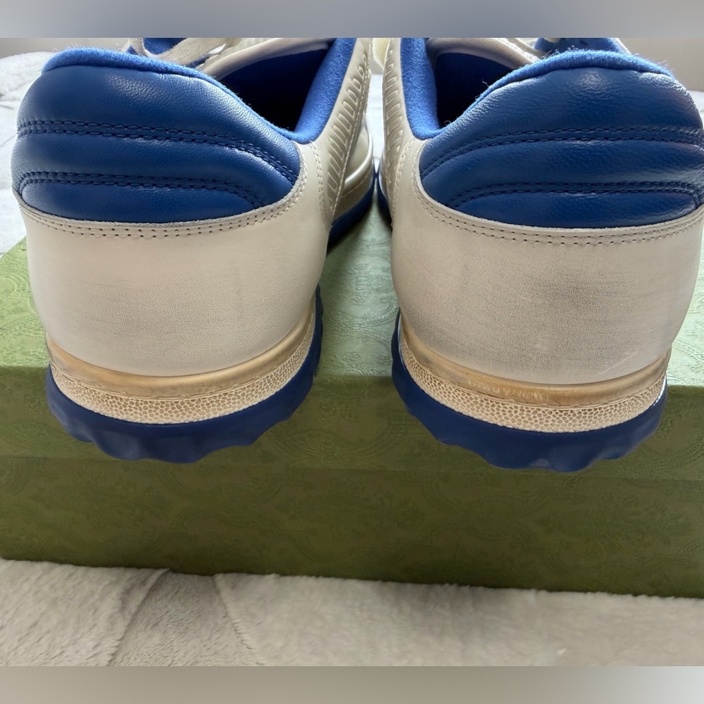 NEW! $950 Gucci MAC80 Low Top Sneakers Off White Blue 13.5 - Picture 5 of 11